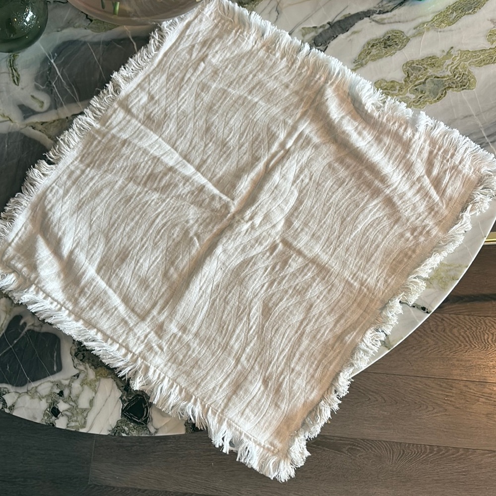Fringed Cream Square Pillowcase 50x50cm
